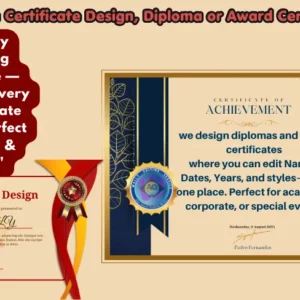 Custom Certificate Design, Diploma or Award Certificate
